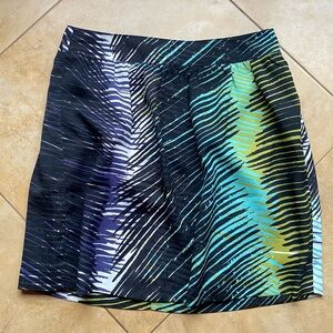 Loft Peacock Aline Mini Skirt Exposed Zipper 0P Petite